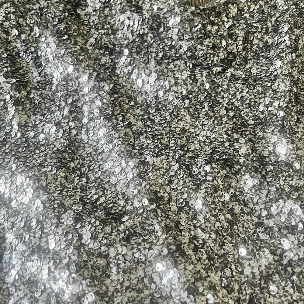 Abercrombie & Fitch Sequin Cropped Tank Top XS Silver Open Back Sparkly - Picture 4 of 12